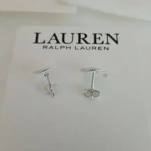NEW★Ralph Lauren★ロゴイヤリング ツートーン ロゴ フープ ピアス （ピアス・イヤリング）｜LAUREN